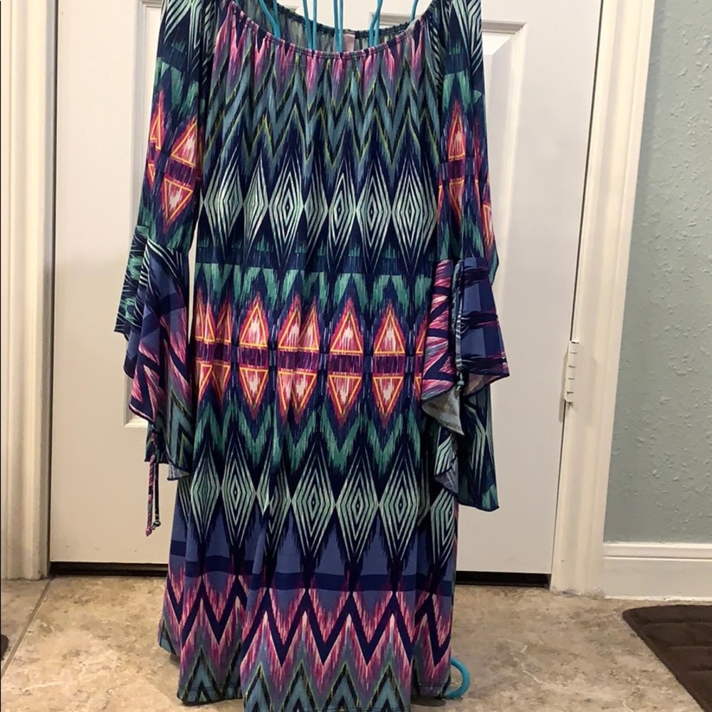 Pink Coconut  3/4 length bell sleeve knee dress